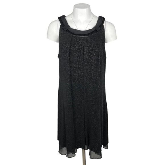 R&M Richards Shift Dress Sz 16 Black - Picture 1 of 7